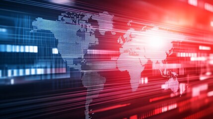 Global Network Data Flow: Digital World Map Visualization