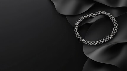 Fototapeta premium Elegant diamond necklace on black satin background