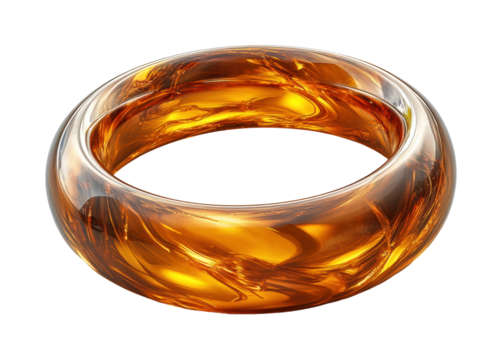 Fluid iridescent gold ring display studio environment high fidelity content holographic design isolated on transparent background png