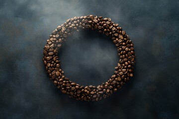 Obraz premium Aromatic Coffee Beans Circle Roasted Coffee Dark Roast Coffee Background