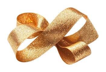 Elegant gold ribbon on graphic design high fidelity minimalist product presentation isolated on transparent background png