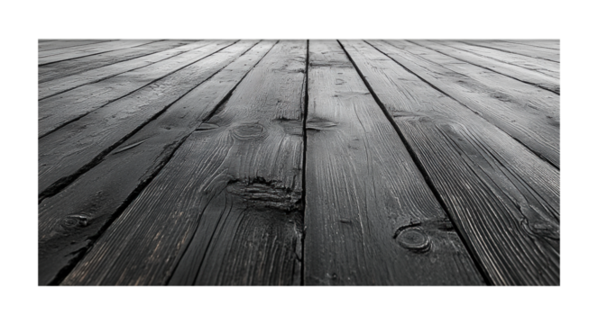 Dark wooden floor texture minimalist design high fidelity imagery contemporary setting close-up view visual serenity isolated on transparent background png