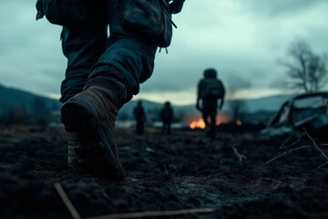 Soldier in battle