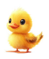 Cute fluffy yellow duckling baby bird portrait studio setting high fidelity bright background adorable concept isolated on transparent background png
