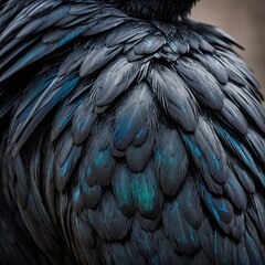 Obraz premium A detailed look at the glossy feathers of a raven.