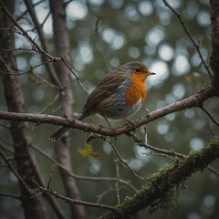 Fototapeta premium A robin's delicate feet gripping a branch.