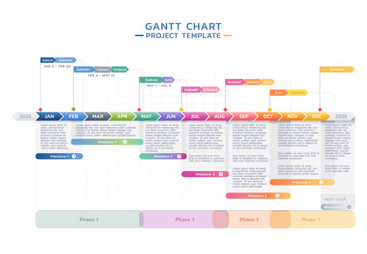 Timeline gantt chart infographic template background