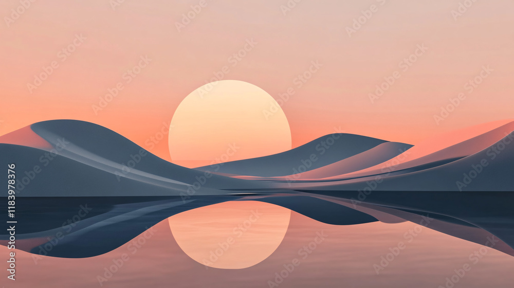 Poster A minimalist abstract background featuring smooth geometric shapes in soft pin and gray tones, perfect for a sleek and modern wallpaper design.

