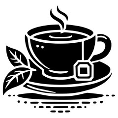 Tea up illustration in black vector