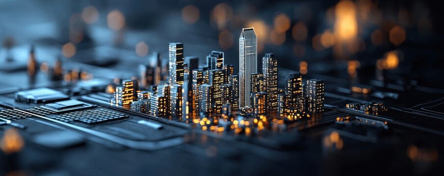 Economic growth strategy in urban development cityscape digital art