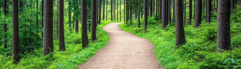 Fototapeta premium mental health awareness. A serene forest path where individuals engage in open conversations