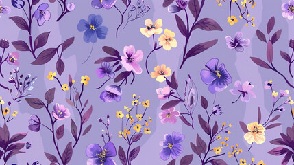 purple violet floral pattern wallpaper