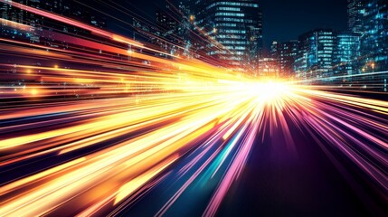 Fototapeta premium Dynamic Cityscape: Light Trails and Urban Speed
