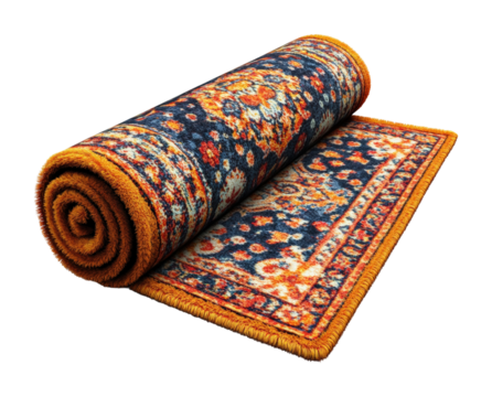 Floating carpet surreal on high fidelity minimalistic design imaginative concept isolated on transparent background png