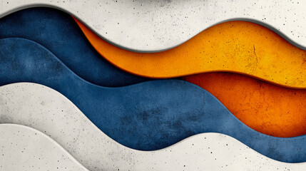 Obraz premium Abstract Wave Pattern in Blue, Orange, and White: Stylish Background with Textured Curves