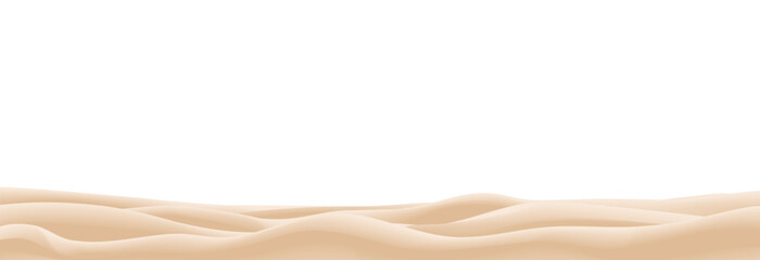 Holiday summer vector illustration of an empty sandbank field. Sand tropical beach landscape and sand drift decoration isolated on a transparent background