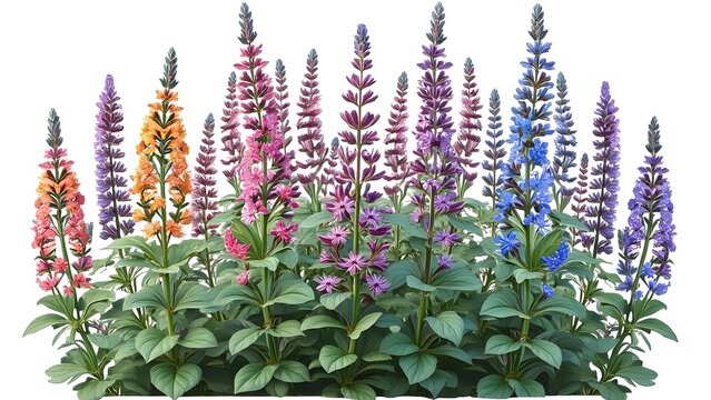 High-Resolution Tricolor Sage (Salvia officinalis tricolor) Botanical Illustration - Transparent Background