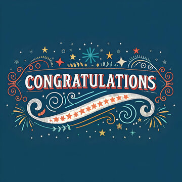congratulations typography wording style vector