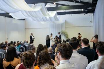 Fototapeta premium guests at a wedding in europe watching and celebrating