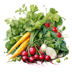 Watercolor Winter Vegetables, clipart Illustration, Generative Ai