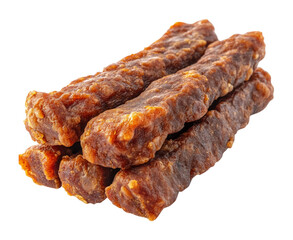 Delicious fried sausages on high fidelity food culinary studio setting close-up view isolated on transparent background png