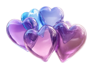 Colorful flying hearts icon design digital heartfelt emotions bright environment dynamic viewpoint love concept isolated on transparent background png
