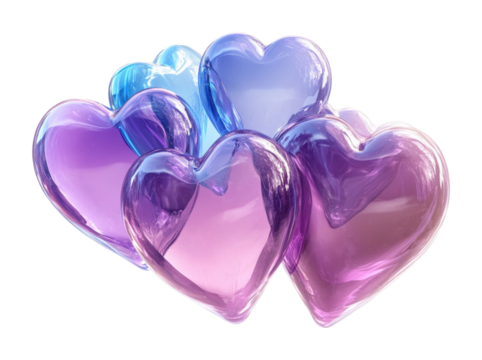 Colorful flying hearts icon design digital heartfelt emotions bright environment dynamic viewpoint love concept isolated on transparent background png