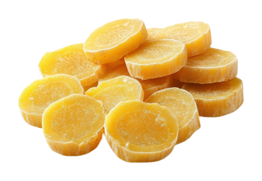 Fresh ginger slices on culinary food minimalistic theme top view healthy ingredient concept isolated on transparent background png