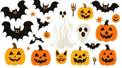 Spooky Halloween Pumpkin, Bats, Ghosts, and Cats: Festive Holiday Decorations