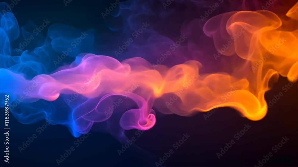 Poster vibrant and colorful smoke swirls in blue, purple, and orange create mesmerizing abstract background