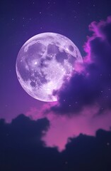 Dark mood lake in the mountains, with a brooding, cloudy sky and a full moon casting an eerie glow, featuring a rugged mountain landscape in the background phone wallpaper