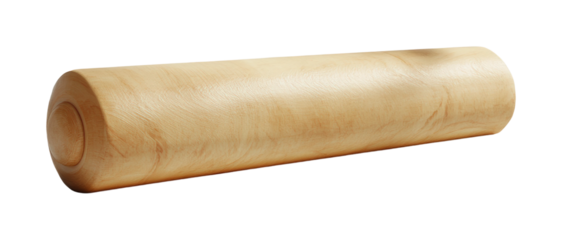 Rolling pin on kitchen utensil product minimalist setting top view culinary concept isolated on transparent background png