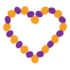 Apricots and plums contour heart shape Frame border in trendy summer hues. Copy space Template idea
