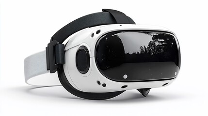 Fototapeta premium White VR headset, forest reflection, studio shot, virtual reality