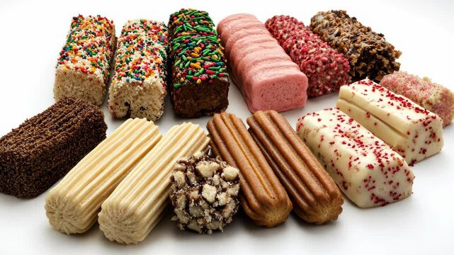 Variety of colorful desserts arranged neatly on a white plate for an inviting display at a dessert gathering