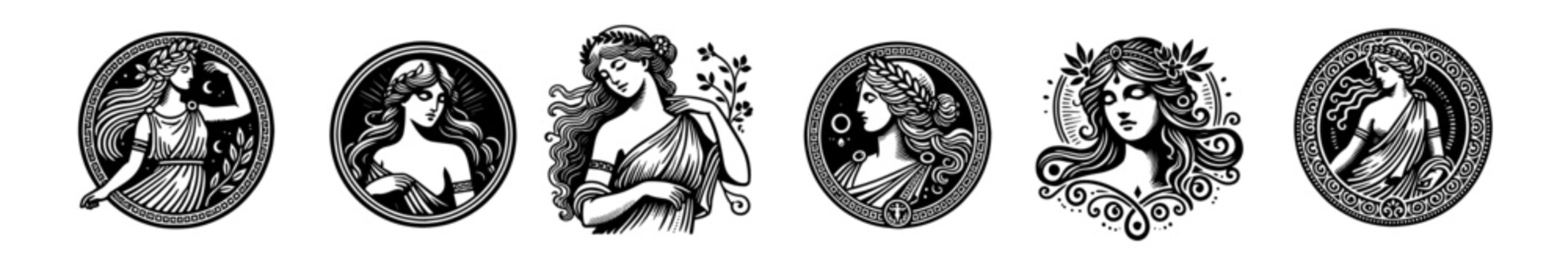Goddess Persephone illustrations. Goddess Proserpina illustration. Simple Persephone black and white illustration. Roman goddess Proserpina. Greek Goddess Persephone. Greek mythology. Roman mythology