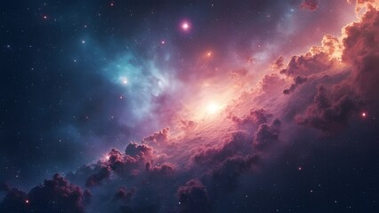 Fototapeta premium Vibrant Nebula in Silver Space, Cosmic Dust and Galaxy Background, Stunning Celestial Art