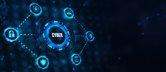 Internet, business, Technology and network concept. Cyber security data protection business technology privacy concept. 3d illustration