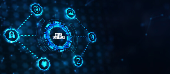 Internet, business, Technology and network concept. Cyber security data protection business technology privacy concept. Cyber insurance. 3d illustration