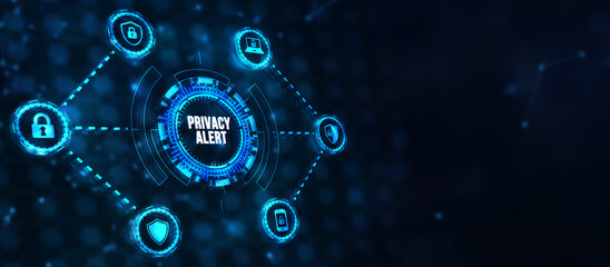 Internet, business, Technology and network concept. Privacy alert. 3d illustration