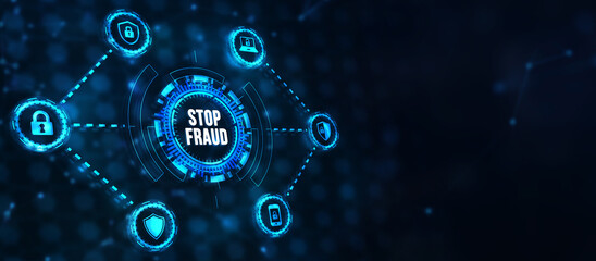 Internet, business, Technology and network concept. Fraud Alert Caution Defend Guard Notify Protect Concept. 3d illustration