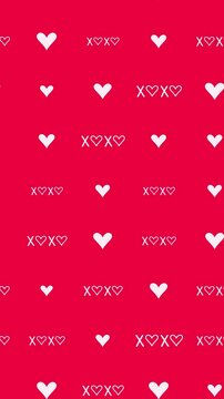 valentines day hearts pattern on pink background loop animation, love romantic vertical social media motion design element