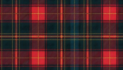 Vibrant Red and Black Plaid Fabric Texture