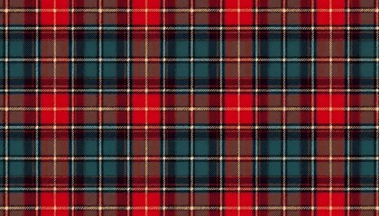 Detailed Close-up of a Textured Red and Dark Blue Plaid Pattern