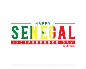 SENEGAL Independence Day vector design on a white background with flag typography, Typographic Design of SENEGAL National Day, SENEGAL typography, Flag typography of Senegal