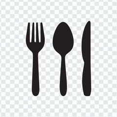 Solid Cutlery Icon - Knife, Fork, and Spoon Design