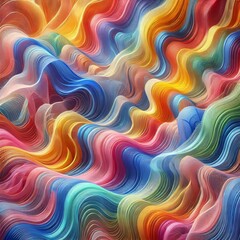 Obraz premium Vibrant colorful wavy abstract background of textured translucent fabric layers 