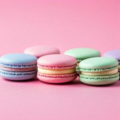 colorful macaroons on a wooden table