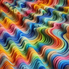 Obraz premium Vibrant colorful wavy abstract background of textured translucent fabric layers 