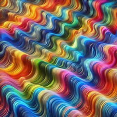 Fototapeta premium Vibrant colorful wavy abstract background of textured translucent fabric layers 
